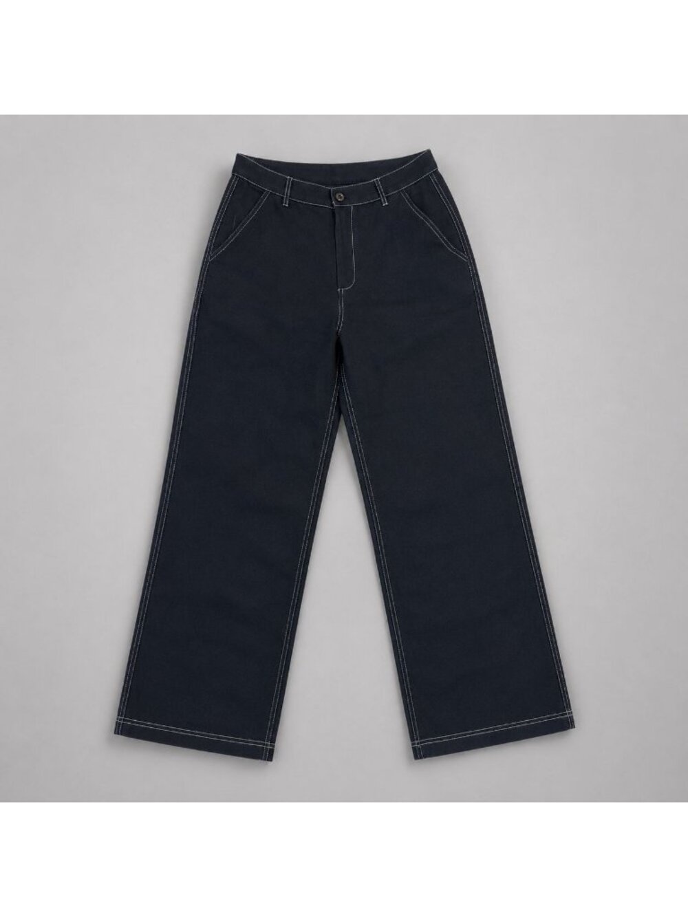 Cider NWT Black Wide Leg Cargo Trousers - 100% Cotton Contrast White Stitching M